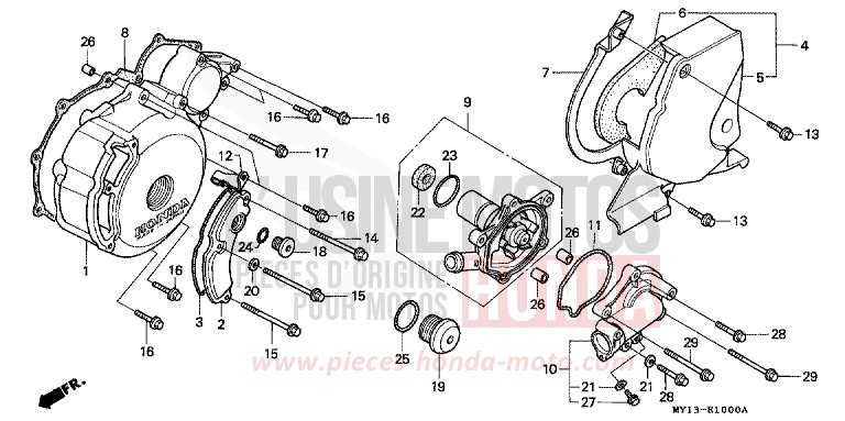 LEFT CRANKCASE COVER/ WATER PUMP for Africa Twin 750 NOIR (NH1) from 1996